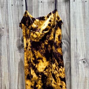 Urban Outfitters NWOT Purple & Gold Tie-Dye Velvet Mini Dress Size M